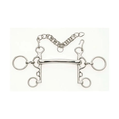 Silver lorina mullen mouth rugby pelham bit with curved mullen mouthpiece and mild mouthpiece ideal for horses