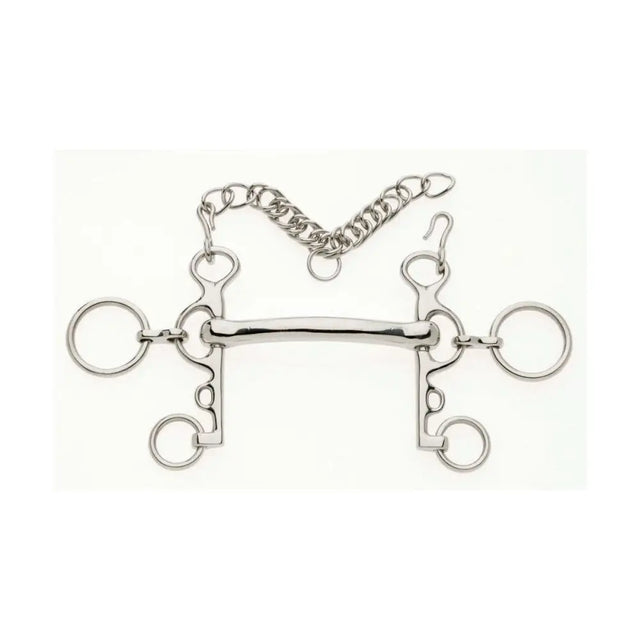 Silver lorina mullen mouth rugby pelham bit with curved mullen mouthpiece and mild mouthpiece ideal for horses
