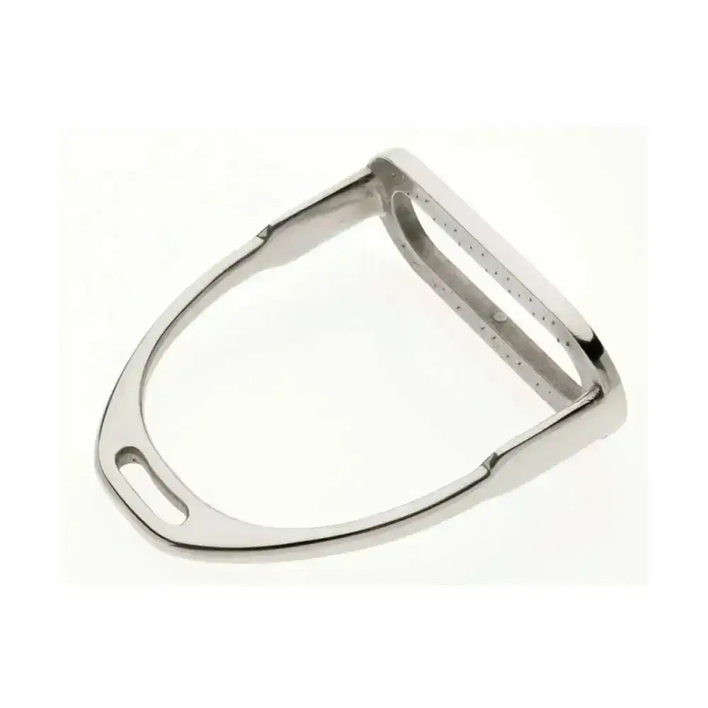 Shiny chrome lorina psob stirrup irons pair with prussia sided open design and perforated ventilation sides