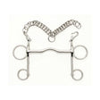 Silver metal lorina show pelham horse bit with wavy mouthpiece loose ring and attached chain bridle bits