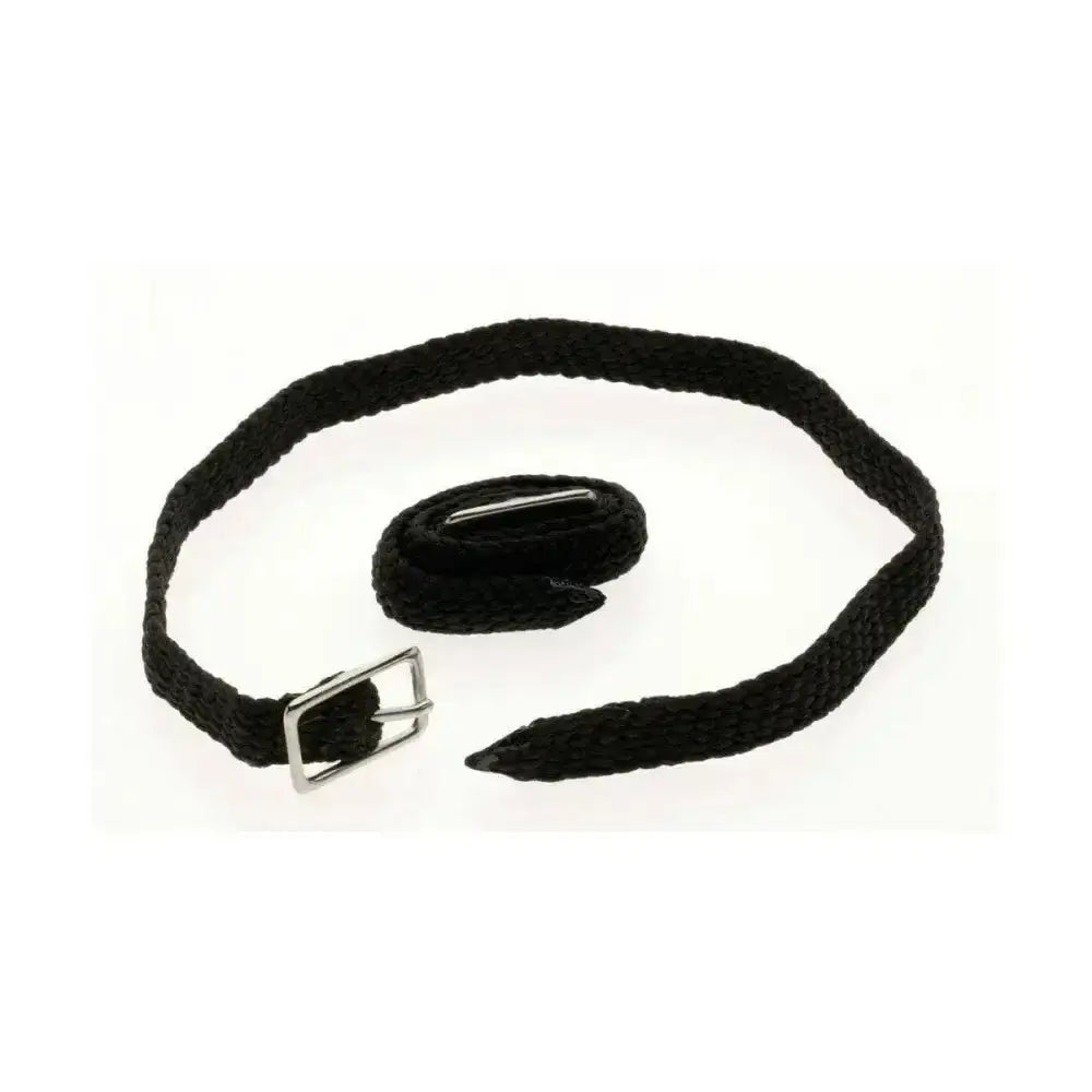 Black braided nylon lorina spur straps with silver metal buckle perfect for riding apparel use