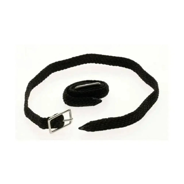 Black braided nylon lorina spur straps with silver metal buckle perfect for riding apparel use