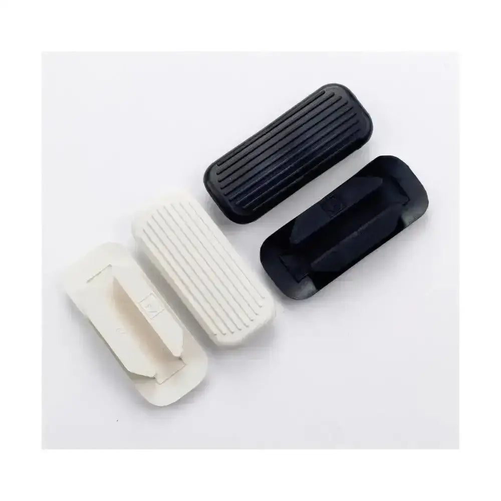 Black and white rubber lorina stirrup treads psob pair with ribbed surfaces for car foot pedals