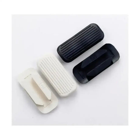 Black and white rubber lorina stirrup treads psob pair with ribbed surfaces for car foot pedals
