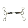 Silver-toned lorina tom thumb horse bit with copper bar black chain sweet iron link and three rings on each side