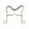 Silver metal lorina tom thumb weymouth bit with curved polished mouthpiece and chain for real palate pressure control