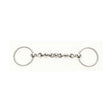 Silver-colored metal lorina waterford loose ring snaffle with polished finish and central chain link design
