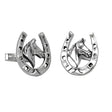 Silver lucky horseshoe cufflinks with detailed horses head design perfect for stylish cufflinks gifts