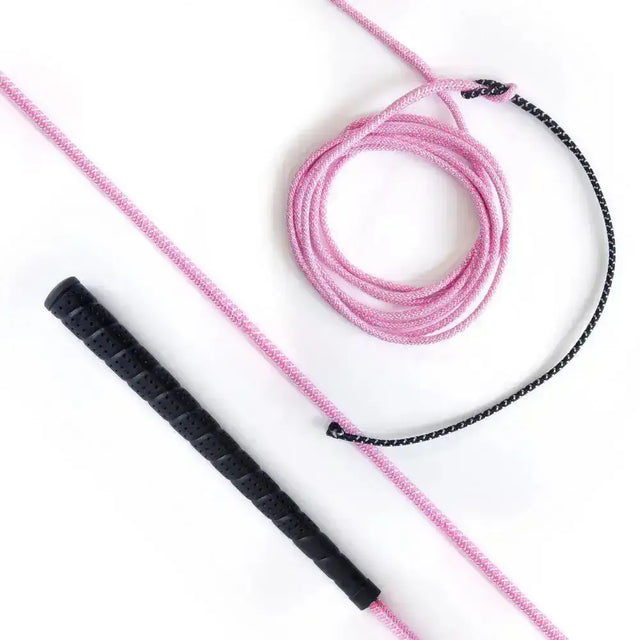 Pink and black balanced lunge whip hot pink with textured grip handle super lightweight for easy training use