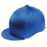 A royal blue lycra hat cover with a smooth satin finish and subtle stitching perfect as a stretchy colour hat cover