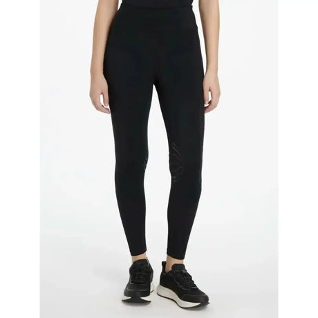 Black lydia mesh leggings with high waist and subtle side mesh panel detailing for a sleek look