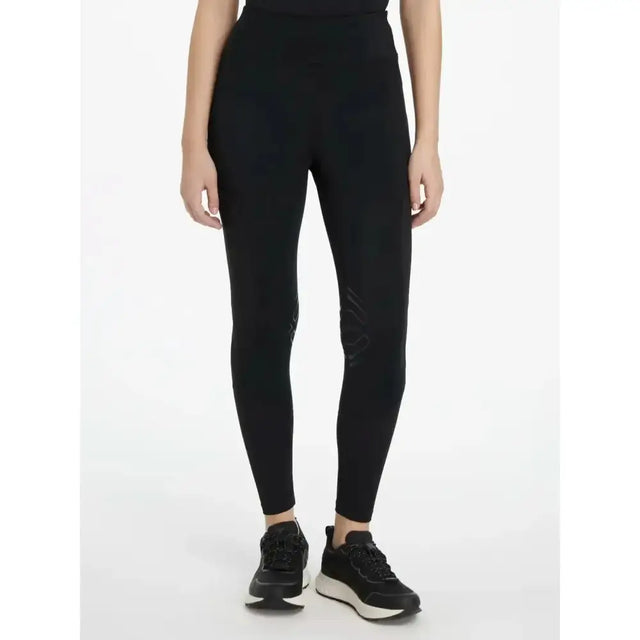 Black lydia mesh leggings with high waist and subtle side mesh panel detailing for a sleek look