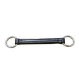 Black leather horse bit with silver rings on the mackey classic irish martingale for classic irish martingale use