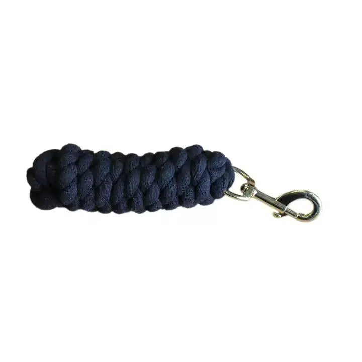 Dark blue braided economy cotton leadrope with silver metal clip for easy attachment from mackey economy cotton