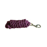 Purple braided mackey economy cotton leadrope with silver metal swivel hook for durable everyday use