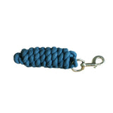 Mackey economy cotton leadrope with blue braided rope handle and silver metal swivel hook for easy use