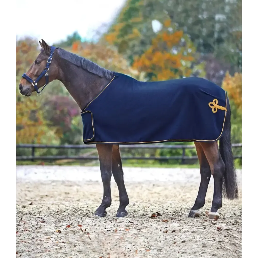 Mackey Sponsor Fleece Rug Navy/Gold 135cm/6'3" Fleece Rugs