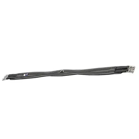 Black mackey waffle atherstone girth with silver buckles and central d-ring for secure saddle fit