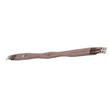 Brown leather mackey waffle atherstone girth with stitched pattern and metal buckles for secure saddle fit