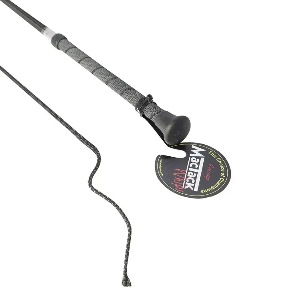 Black mactack dressage whip cw37 with twisted easy-grip handle textured grip and braided cord riding crop
