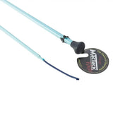 Light blue macjack junior dressage whip with black grip and dark blue braided end cw9 bmc junior model