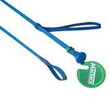 Blue mactack junior riding whip cw78 with coloured sparkle braided leather and rounded handle for easy grip