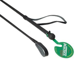 Black macktack junior riding whip with textured grip braided handle and keeper cw2 for junior riders