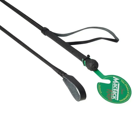 Black macktack junior riding whip with textured grip braided handle and keeper cw2 for junior riders