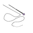 Black mactack lunge whip r442 with textured grip and purple circular brand tag on handle end