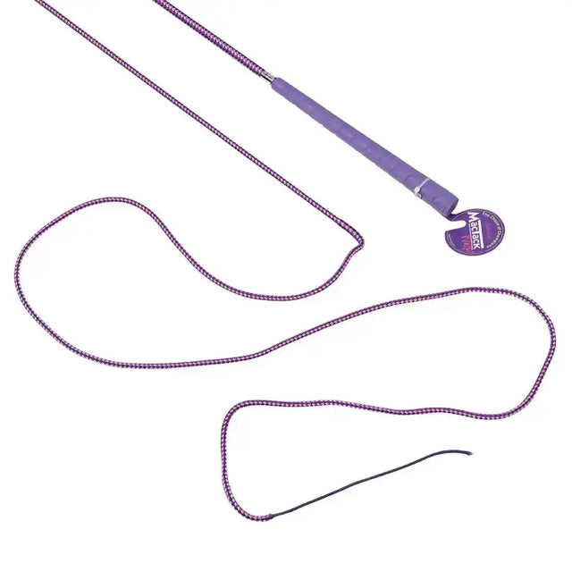 Purple mactack lunge whip r443 with textured grip and braided cord in cerise purple diamond for training use
