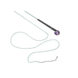 Black-handled mactack lunge whip r448 with silver metal shaft and purple end cap branded maddox blue sparkle braided