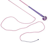 Purple-handled mactack lunge whip r448 with pink braided cord and circular metal tip for easy horse training control