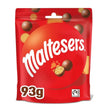 Red resealable maltesers pouch with glossy finish and white branding showing round chocolate biscuits for tack shop use