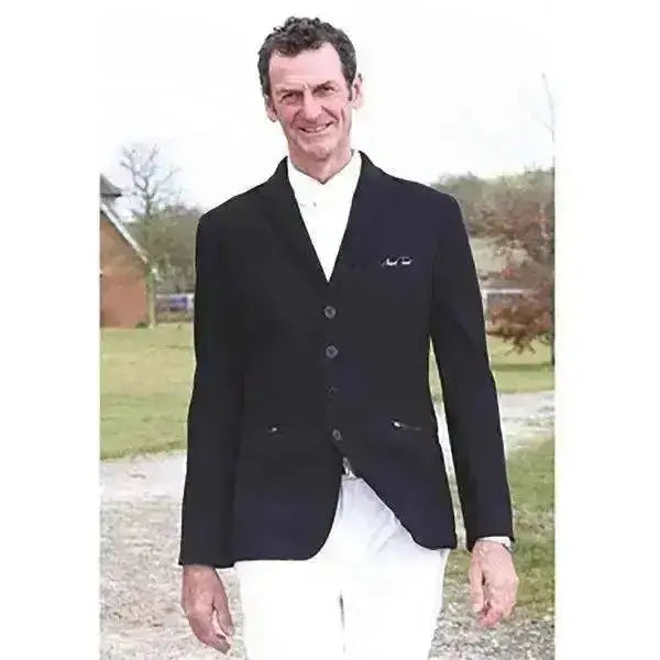Black three-button equestrian jacket edward mens black from mark todd mens with white shirt and matching trousers