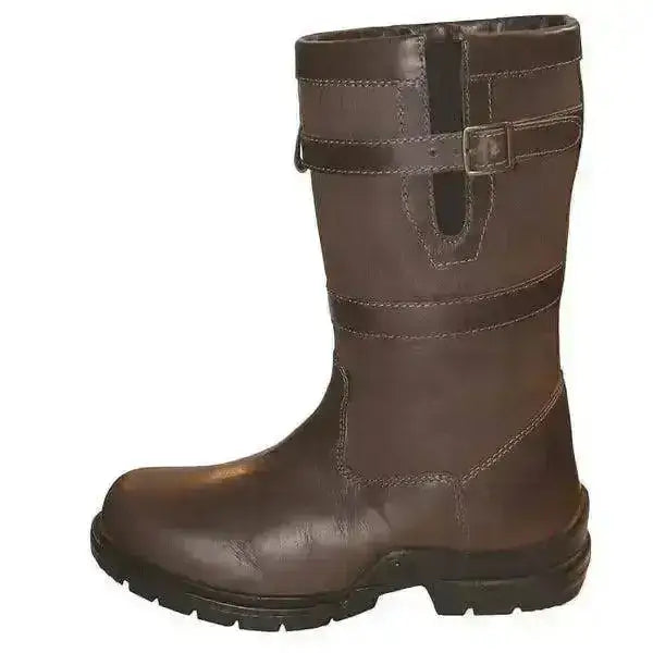 Brown leather mark todd short country boots with sturdy rubber sole and adjustable strap closure waterproof yard boots