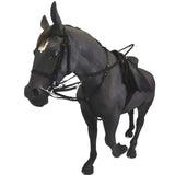 Black horse figurine market harborough with gold mane detail and rubber grip reins pony ring in black leather tack