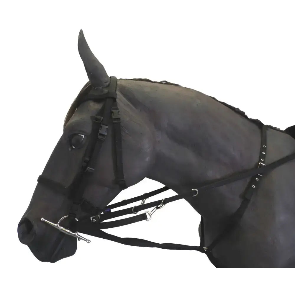Black horse headgear market harborough with adjustable straps silver hardware and rubber grip reins including pony ring