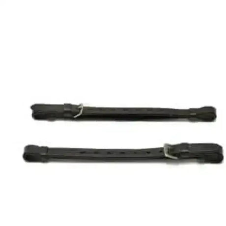 Black leather martingale wither straps with silver buckles showing pair widths in wither straps black design