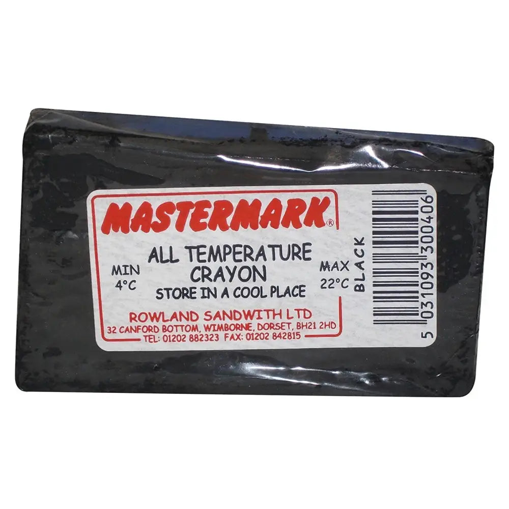 Black mastermark all temperature ram crayon in sealed plastic wrapper made of crayons blended wax for tough marking