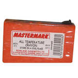 Orange mastermark all temperature ram crayons in a rectangular plastic wrapper with black zipper closure for wax use