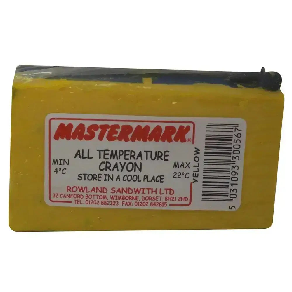 Yellow mastermark all temperature ram crayon in plastic case made of crayons blended wax for tough marking jobs