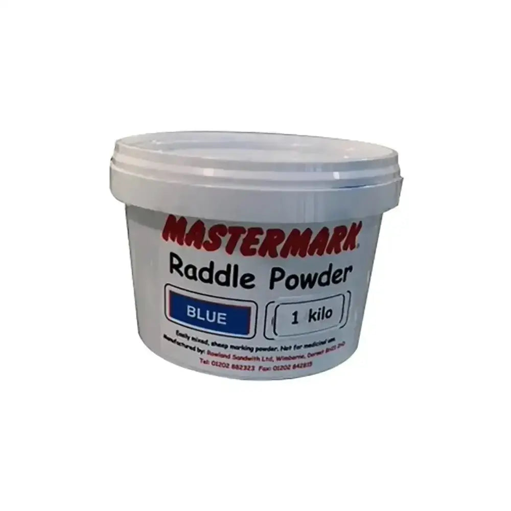 Mastermark raddle powder 1 kilo blue powder in white tub for efficient mixed sheep marking use