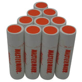 White cylindrical mastermark wax markers with orange caps feature twist base for easy use as wax-based animal markers