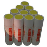 White cylindrical white mastermark wax markers twist base glue sticks with yellow caps and red branding for animal use