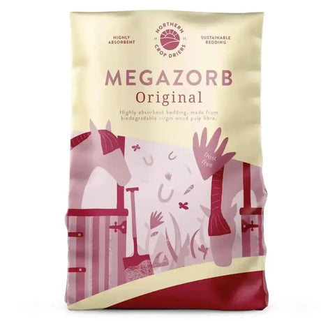 Beige and red megazorb wood pulp fibre pet bedding bag made from virgin wood pulp for highly absorbent dust-free use