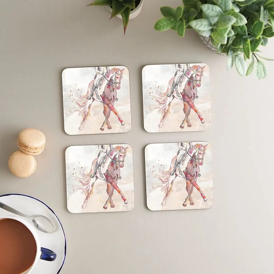 Deckled Edge Melamine Coasters Dressage Pack Of 6 Coasters Barnstaple Equestrian Supplies