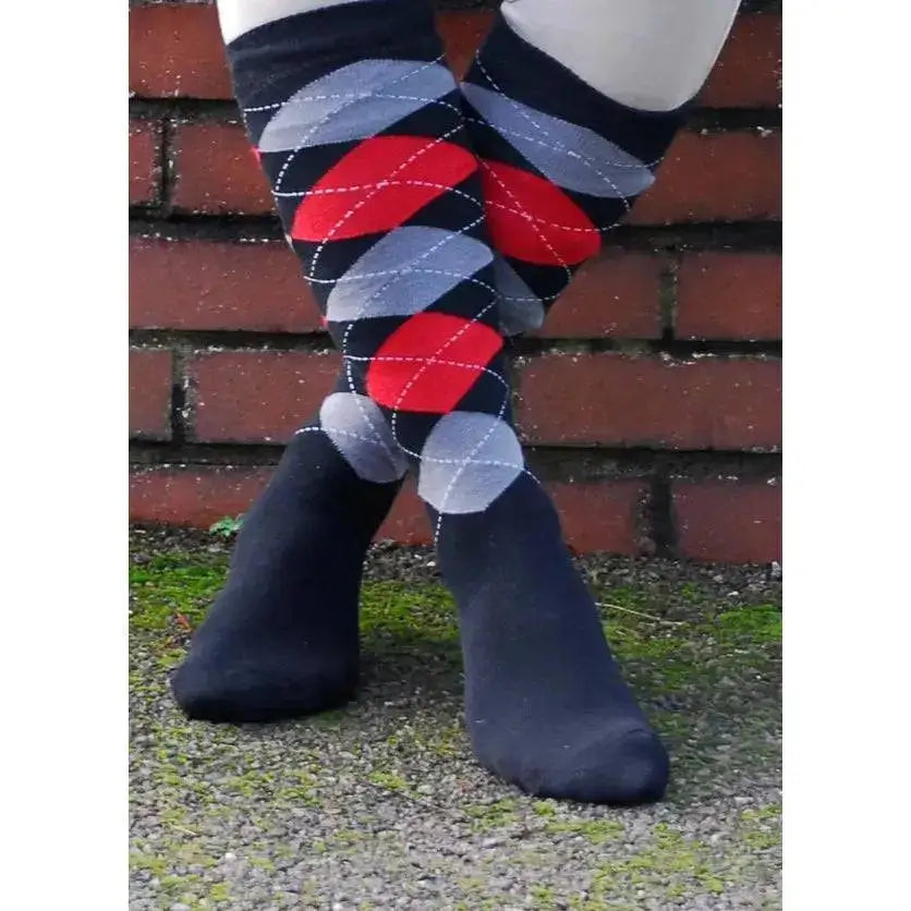 Mens Rhinegold Fully Cushioned Sole Riding Socks Black/Red Mens One Size Riding Socks Barnstaple Equestrian Supplies