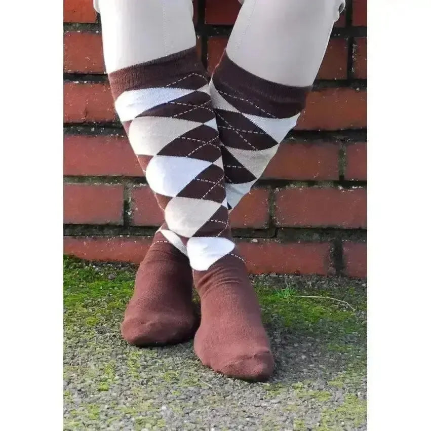 Mens Rhinegold Fully Cushioned Sole Riding Socks Brown/Beige mens One Size Riding Socks