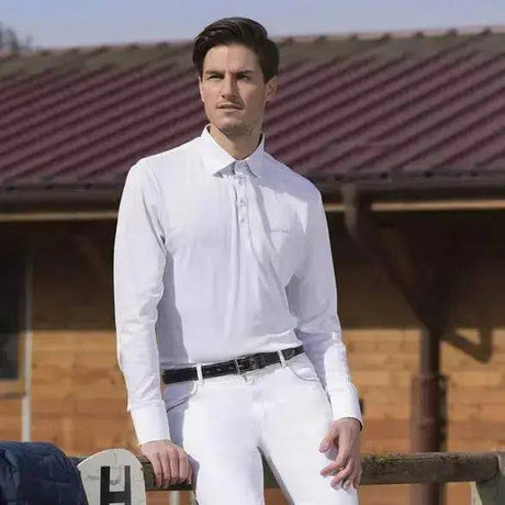 Mens Show Shirt Equi Theme Long Sleeve Mesh Polo Medium Equi-Theme Show Shirts Barnstaple Equestrian Supplies
