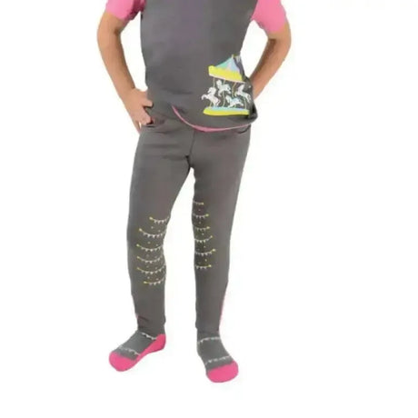 Merry Go Round Pull On Jodhpurs by Little Rider Grey/Pink 5-6 Years Jodhpurs